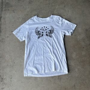Oakley Mens XL grunge y2k Skulls Wings Regular Fit Short Sleeve Gray T Shirt